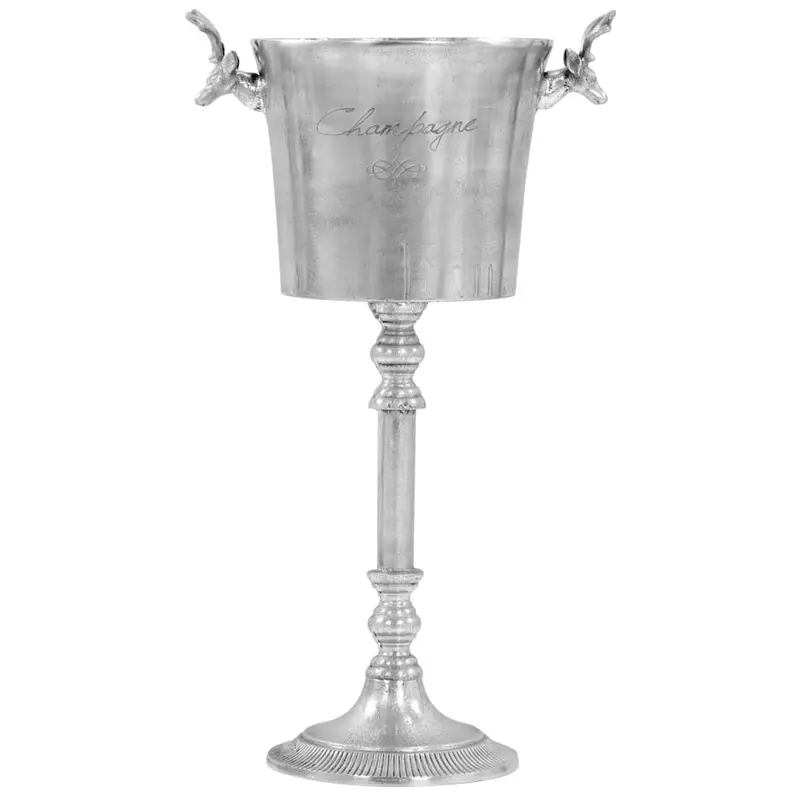 Enfriador de champán de aluminio macizo 39x29x71 cm plateado