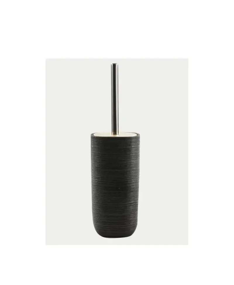 Escobillero de suelo poliresina y madera acabado negro diseño moderno de pie KUBIC Aquore