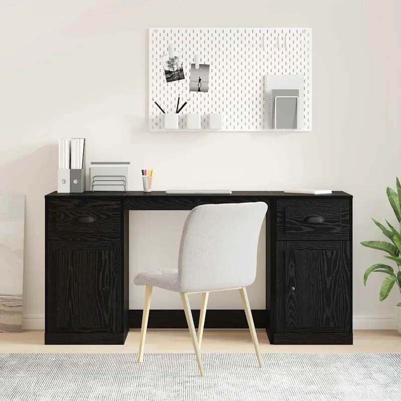 Escritorio con armario con cajón Roble Negro 154,5 x 50 x 75 cm