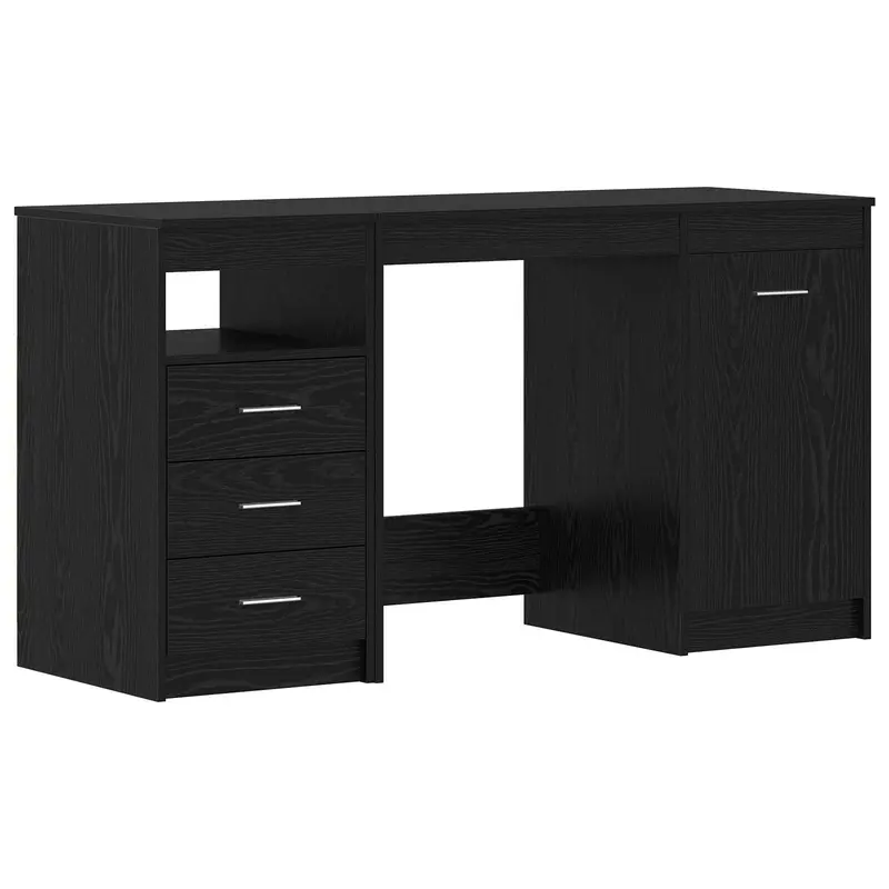 Escritorio con cajón 2 pcs Roble Negro 140 x 50 x 76 cm