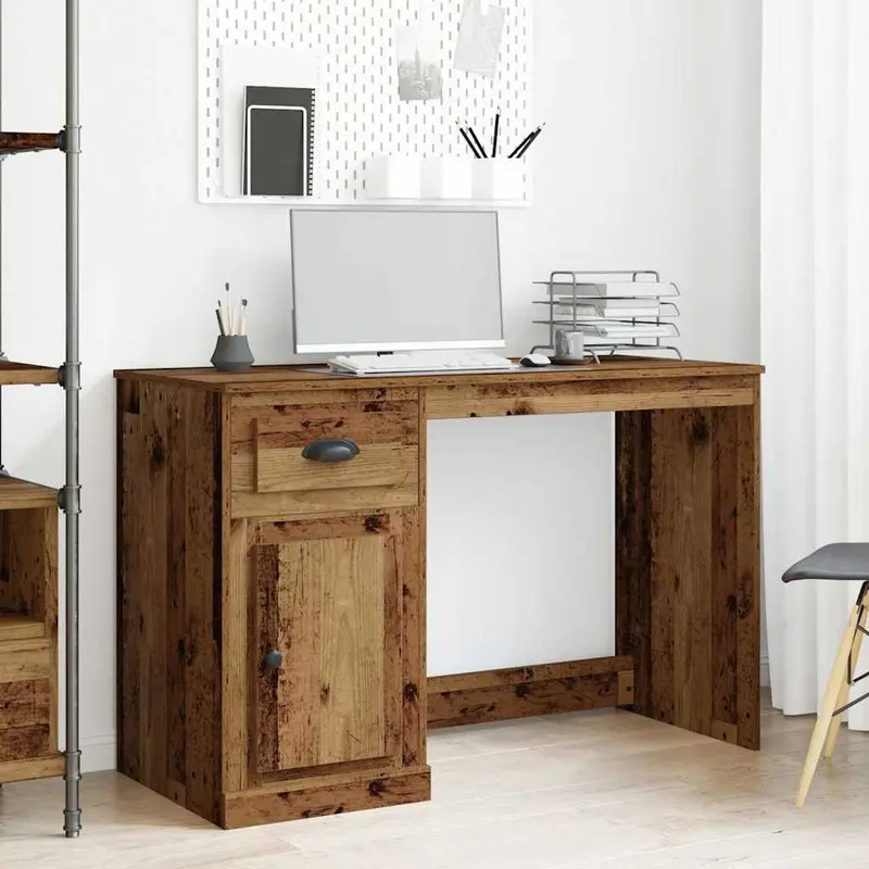 Escritorio con cajón Madera envejecida 50 x 115 x 75 cm