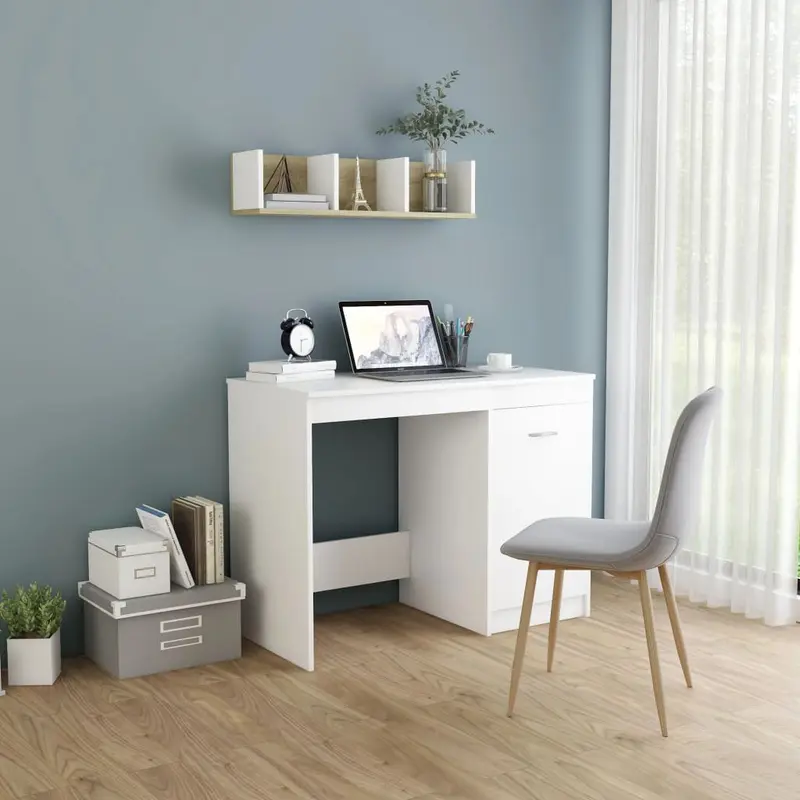 Escritorio de madera contrachapada blanco 100x50x76 cm