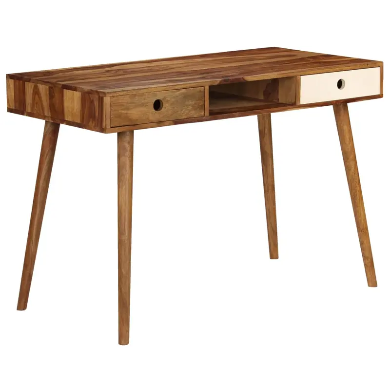Escritorio de madera maciza de acacia 110x55x76 cm