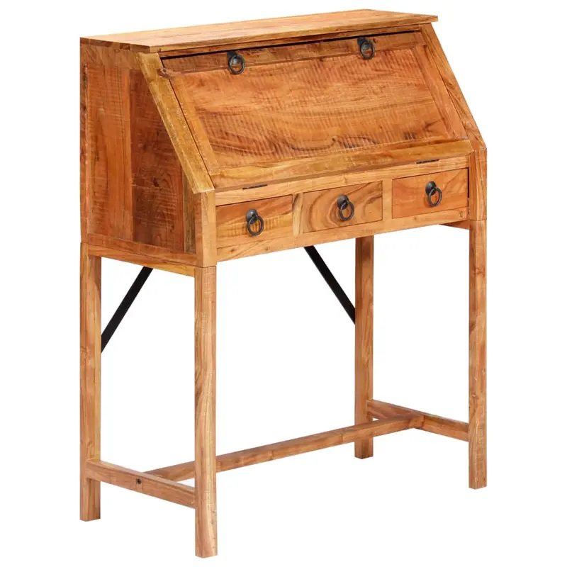 Escritorio de madera maciza de acacia 90x40x107 cm