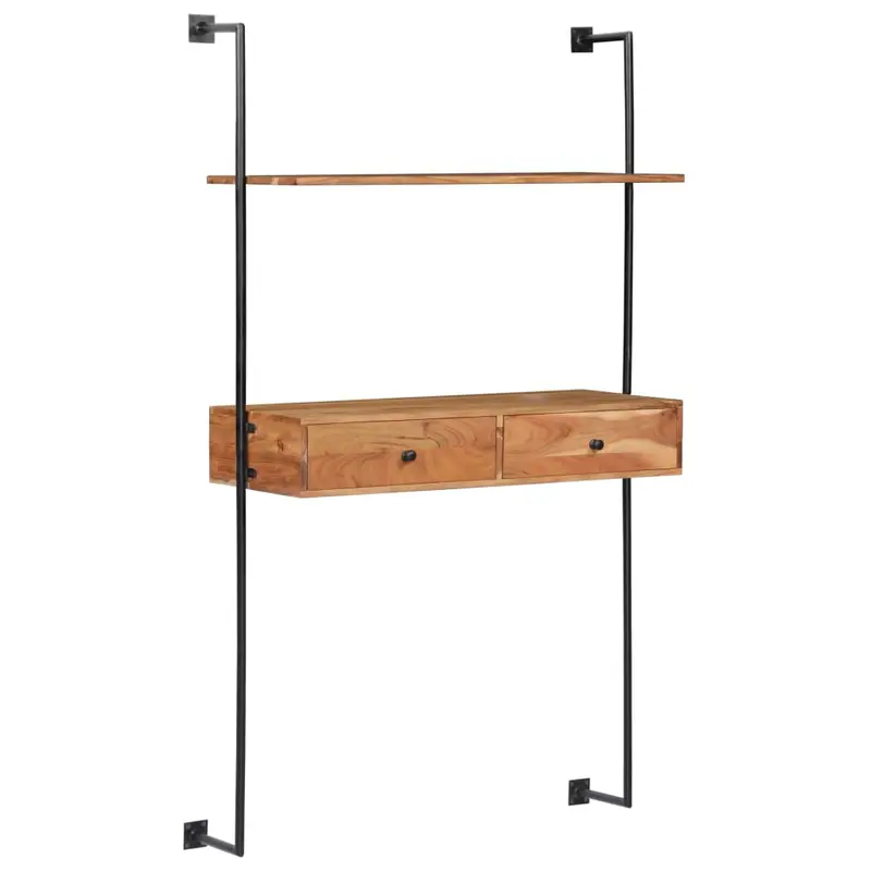 Escritorio de pared de madera maciza de acacia 90x40x170 cm
