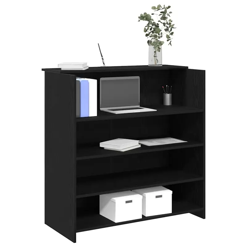 Escritorio de recepción roble negro 100x50x103,5 cm madera de ingeniería