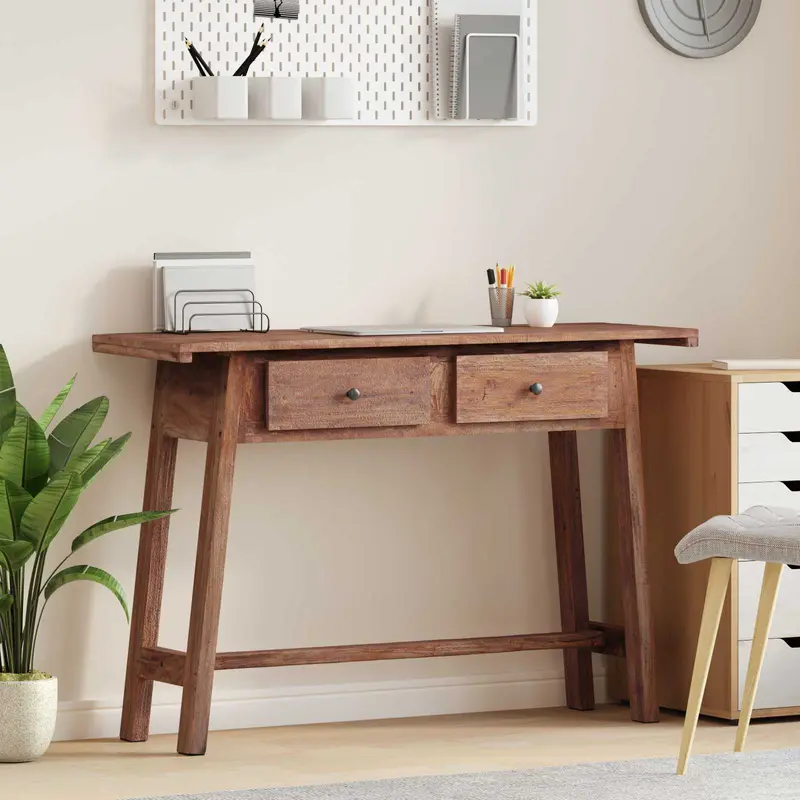 Escritorio Marrón 110 x 30 x 79 cm Madera de Caoba Sólida