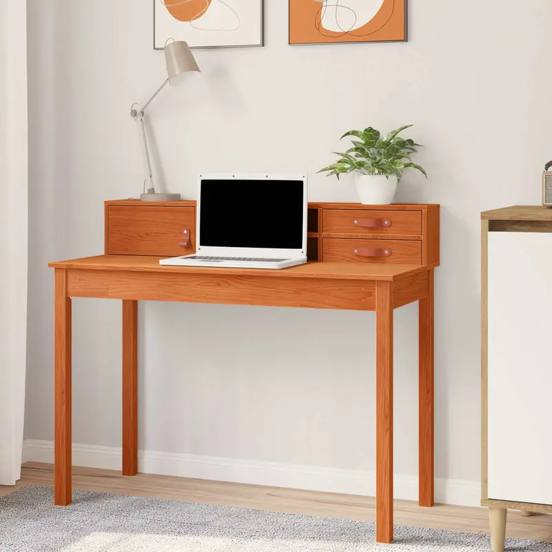 Escritorio Marrón cera 110 x 50 x 93 cm Madera de Pino Sólido
