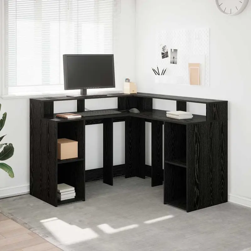 Escritorio Roble Negro 130 x 130 x 91 cm Madera de ingeniería