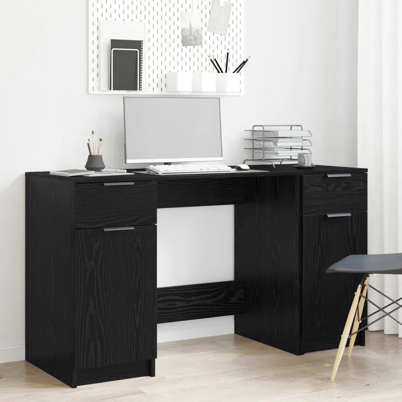 Escritorio Roble Negro 133 x 50 x 75 cm Madera de ingeniería