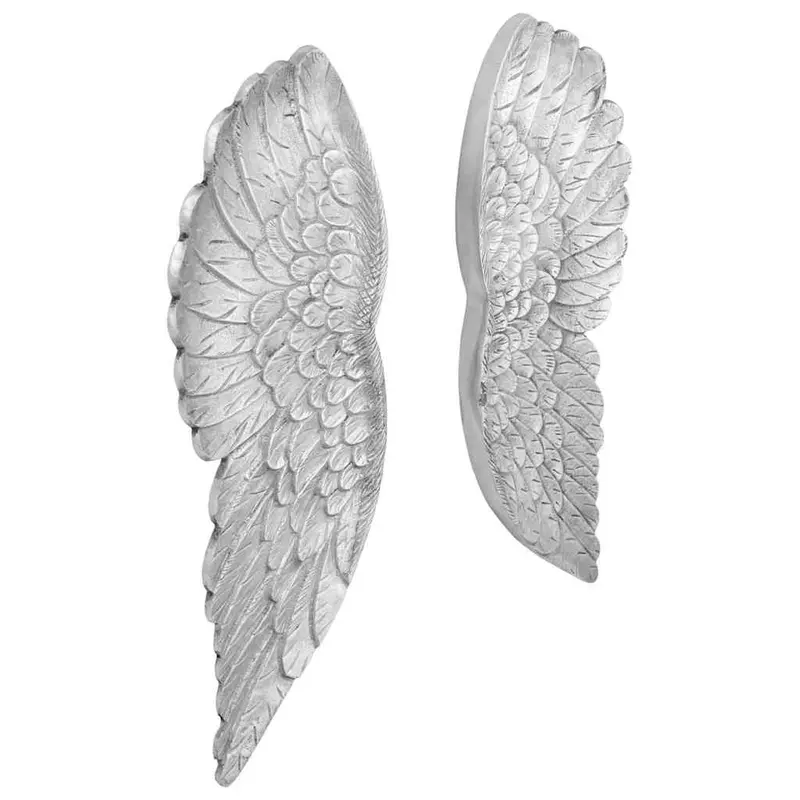 Escultura de Alas 2 pcs Plateado 17 x 5 x 59 cm Aluminio