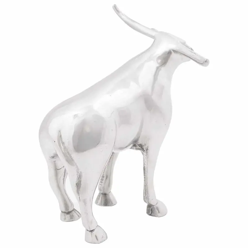 Escultura de toro Plateado 20 x 17 x 23 cm Aluminio
