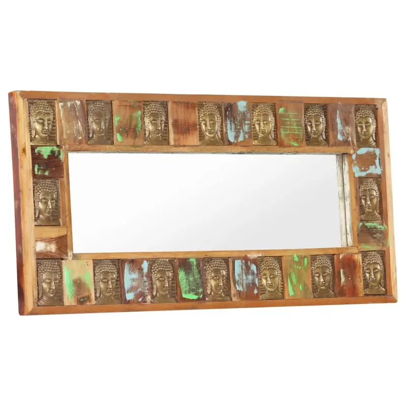 Espejo con enchapado de Buda madera maciza reciclada 110x50 cm