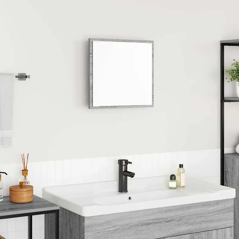 Espejo de baño LED con espejo Gris Sonoma 40 x 37 x 8.5 cm