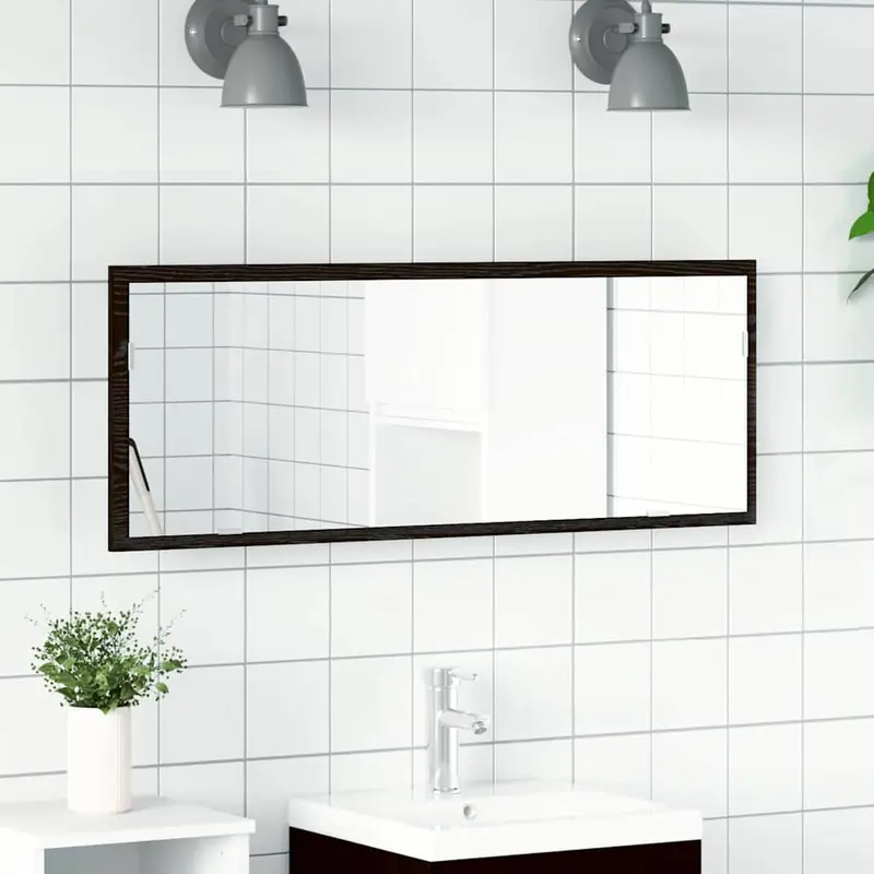 Espejo de baño LED Roble Negro 100 x 8,5 x 37 cm Cristal