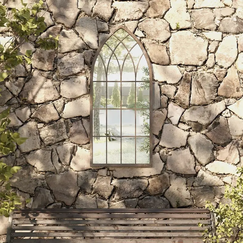 Espejo de jardín arena hierro para exterior 100x45 cm