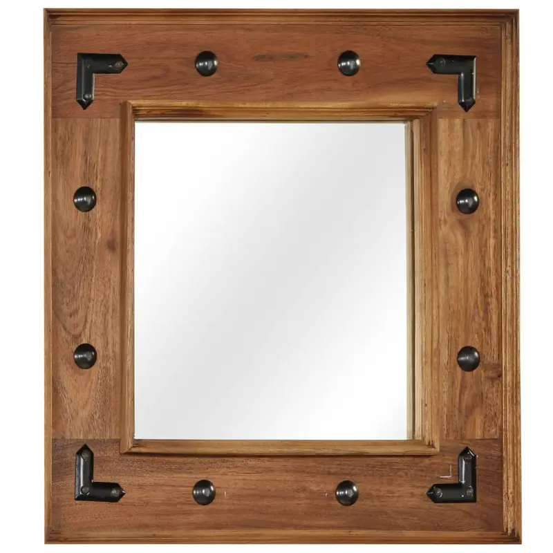 Espejo de madera maciza de acacia 50x50 cm