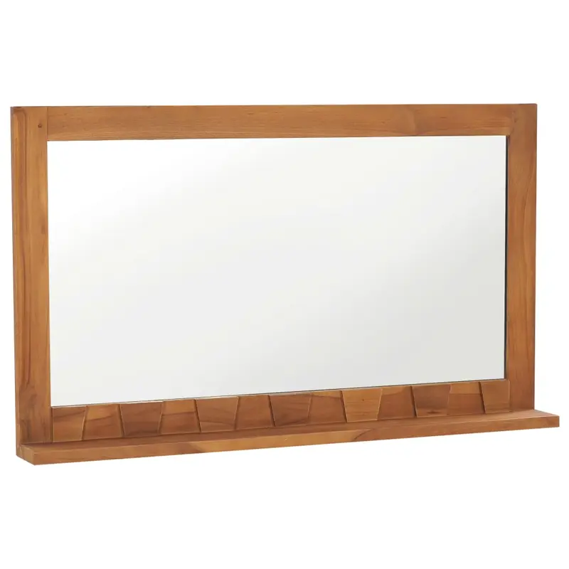 Espejo de pared con estante madera maciza de teca 100x12x60 cm