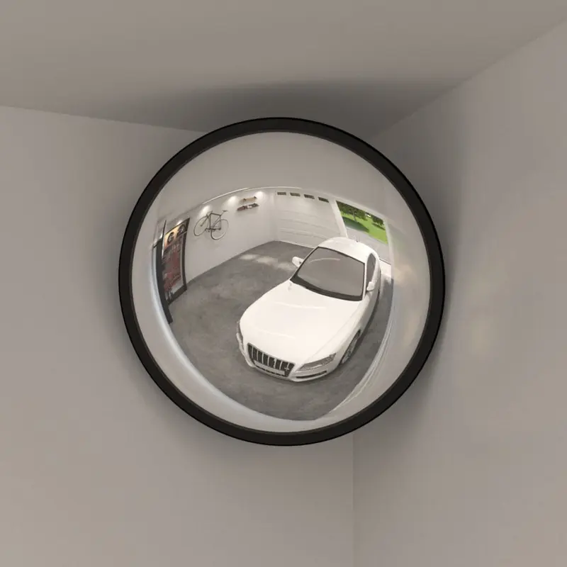Espejo de tráfico convexo para interiores, acrílico negro Ø40 cm