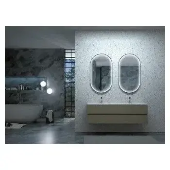 Espejo elíptico con marco de aluminio y luz perimetral en acabado negro mate Led Imex