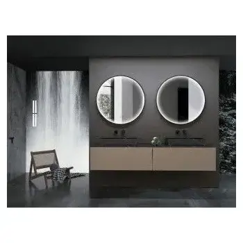 Espejo redondo con luz perimetral integrada al marco de aluminio negro mate Nepal Led Imex
