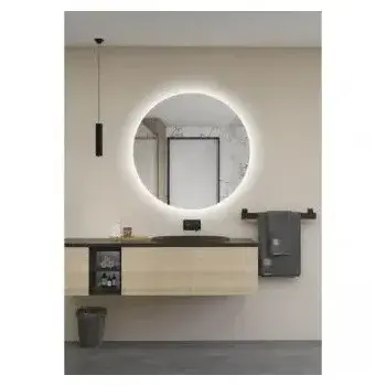 Espejo Redondo Retroiluminado con Luz Fría y Doble Sensor, Acabado en Color Cromo Lisboa de LedImex