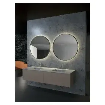 Espejo redondo retroiluminado con marco de aluminio en acabado negro mate Led Imex