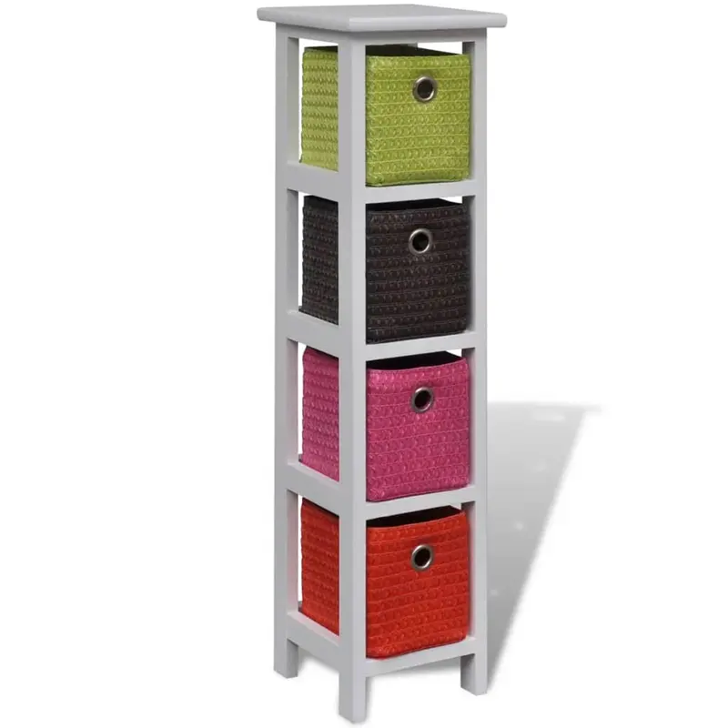 Estante de almacenaje con cestas de colores madera de paulonia
