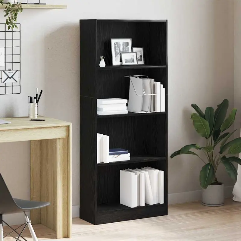 Estante de libros Roble Negro 60 x 24 x 143 cm