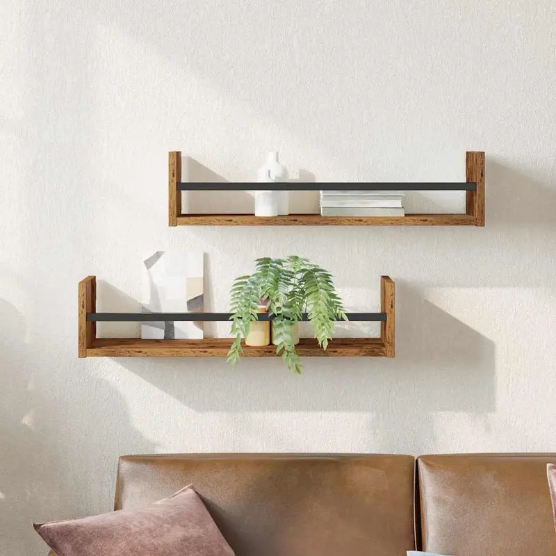 Estante de pared 2 pcs Madera vieja 60 x 16 x 14 cm