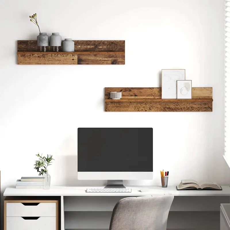 Estante de pared 2 pcs Madera Vieja 80 x 11,5 x 18 cm