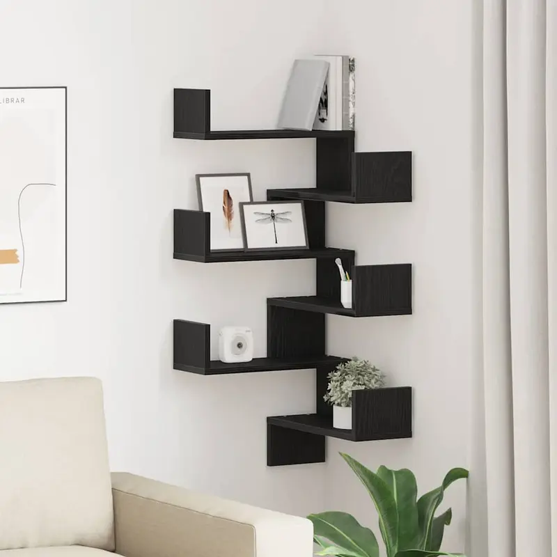 Estante de pared 2 pcs Roble Negro 40 x 40 x 49,5 cm