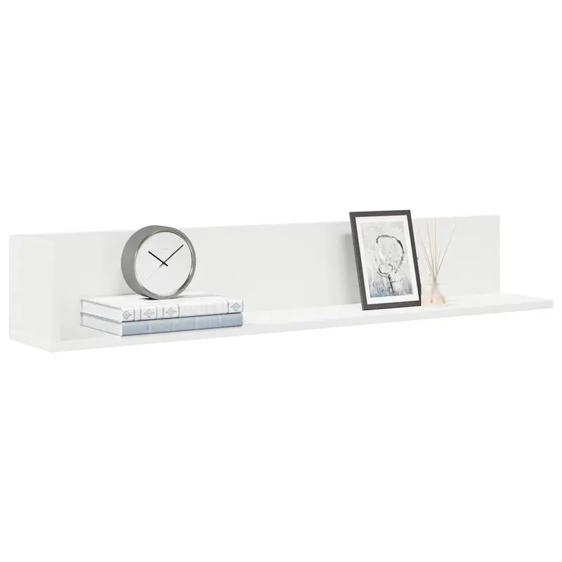 Estante de pared 2 uds madera ingeniería blanco 100x16,5x16,5cm