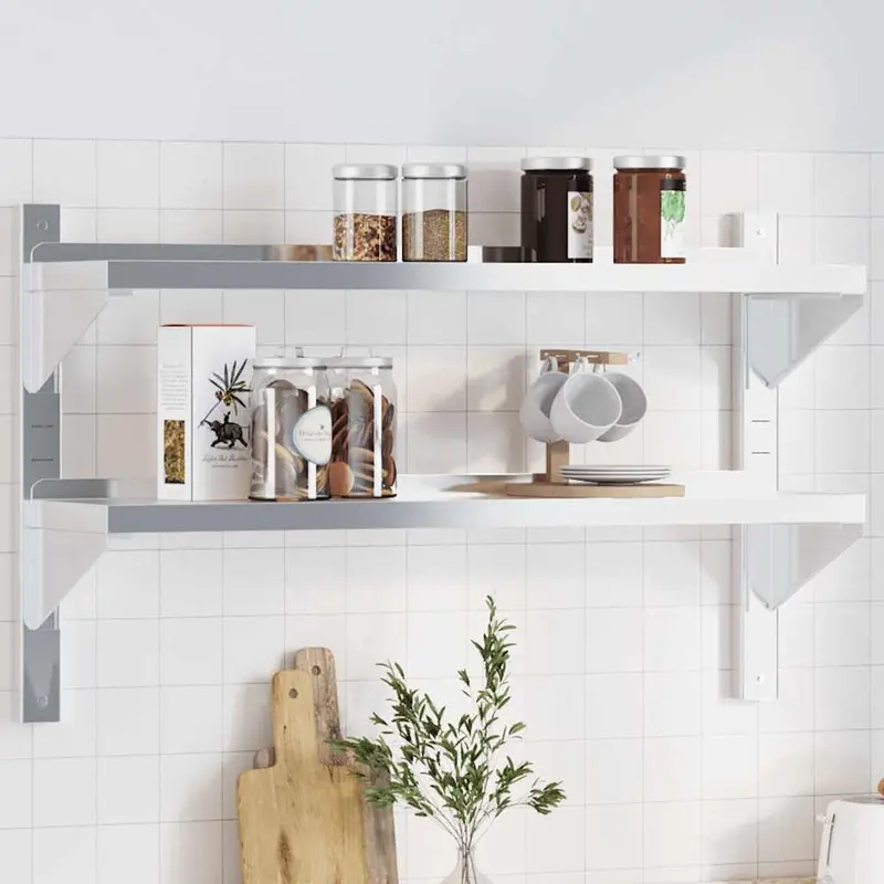 Estante de pared acero inoxidable plateado 100x23,5x60 cm