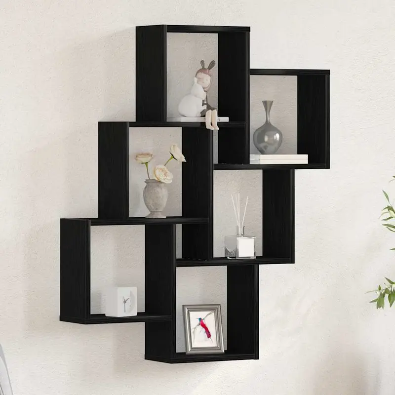 Estante de pared con estante Roble Negro 78 x 15 x 93 cm