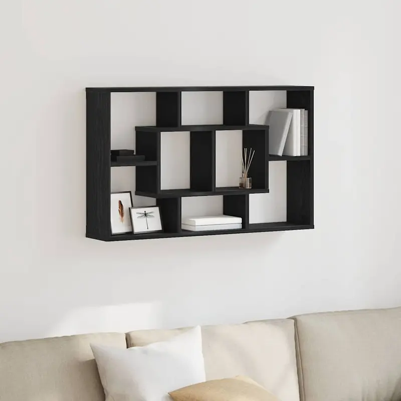 Estante de pared con estante Roble Negro 85 x 16 x 52,5 cm