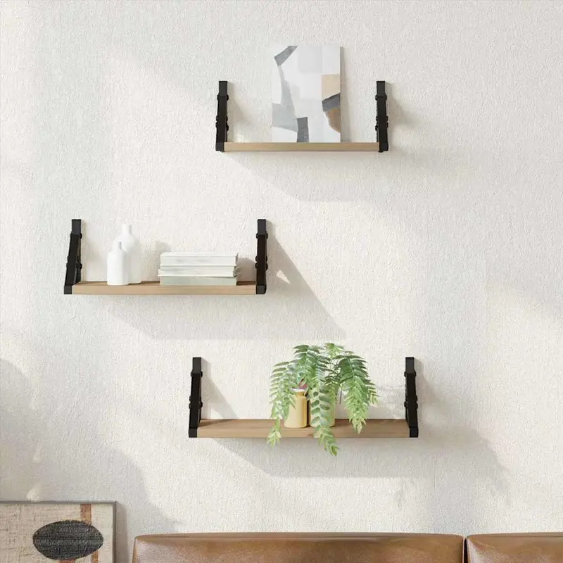 Estante de pared Montaje en la pared 3 pcs Roble Humo