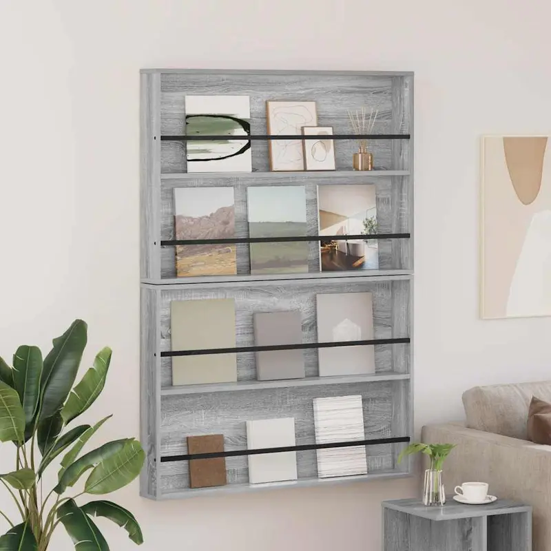 Estante de revistas 2 pcs Gris Sonoma 100 x 12 x 70 cm