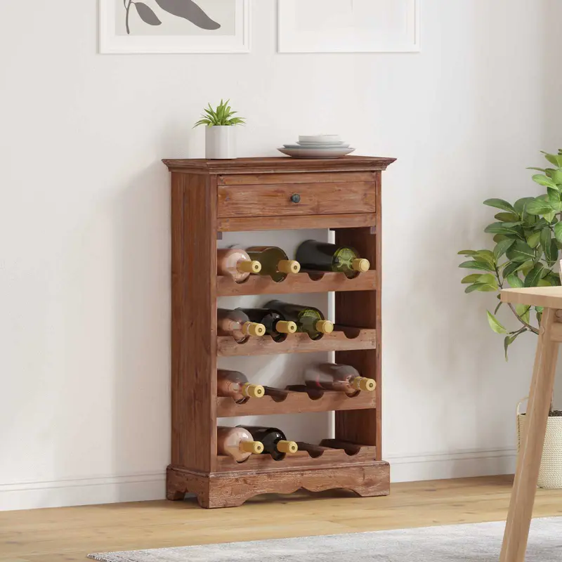 Estante de Vino 55 x 23 x 85 cm Madera de Caoba Sólida