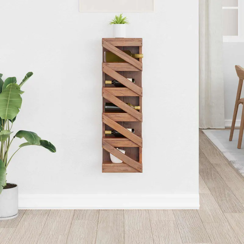 Estante de Vino Natural 24 x 14 x 80 cm Madera de Caoba Sólida