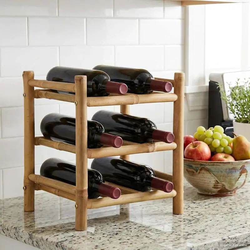 Estante de Vino Natural 32,5 x 29,5 x 36 cm Bambú
