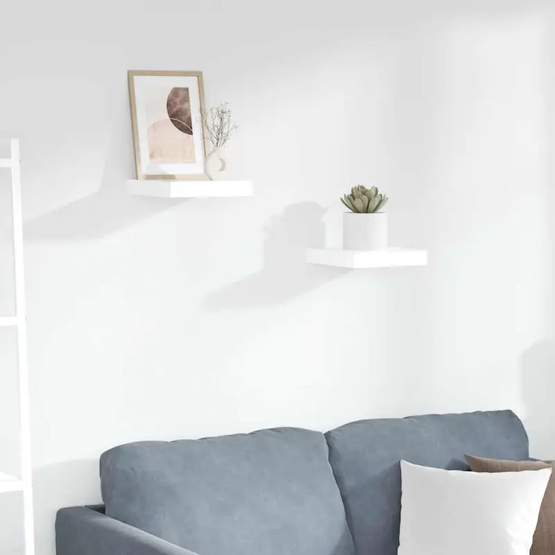 Estante flotante de pared 2 uds MDF blanco brillo 23x23,5x3,8cm