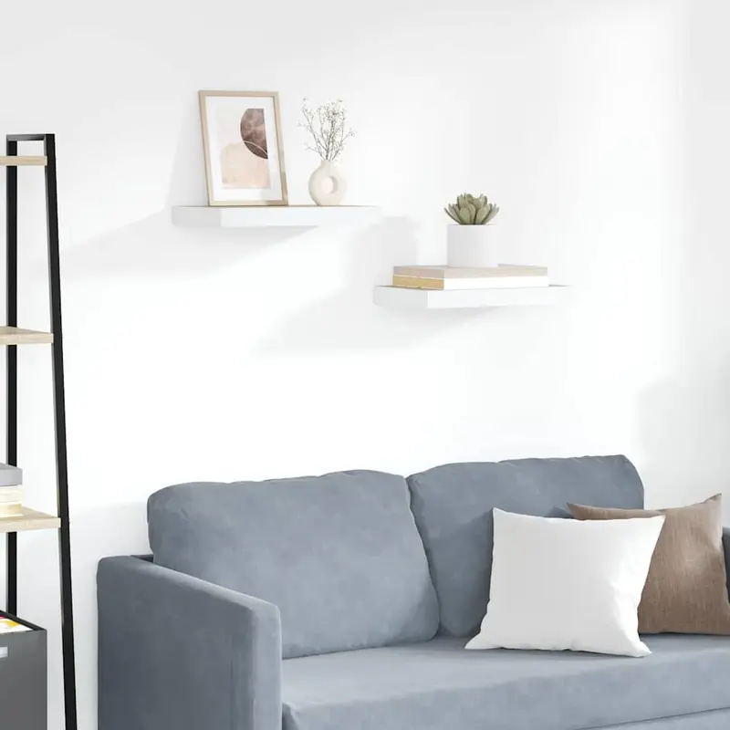 Estante flotante de pared 2 uds MDF roble y blanco 50x23x3,8 cm