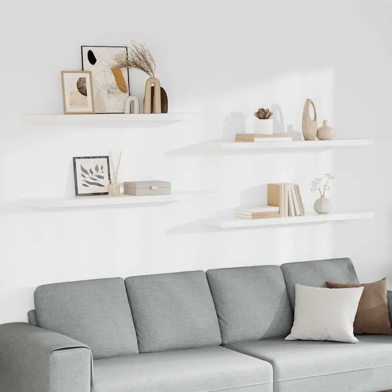 Estante flotante de pared 4 uds MDF blanco 120x23,5x3,8 cm