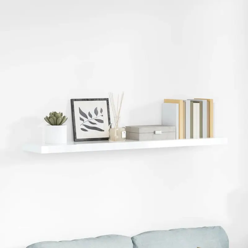 Estante flotante de pared blanco brillante MDF 120x23,5x3,8 cm