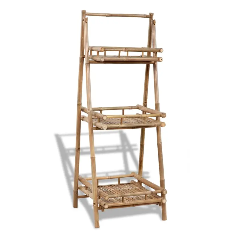 Estante plegable de 3 niveles para plantas bambú