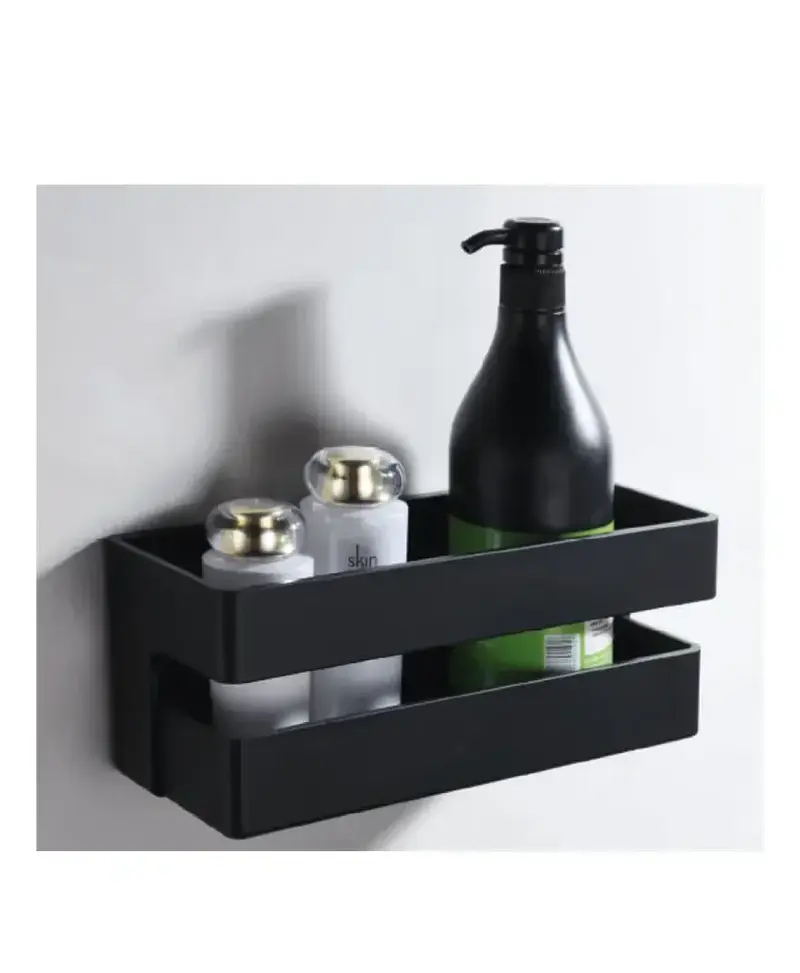 Estante rectangular para baño diseño moderno fabricado en pvc de color negro de Imex