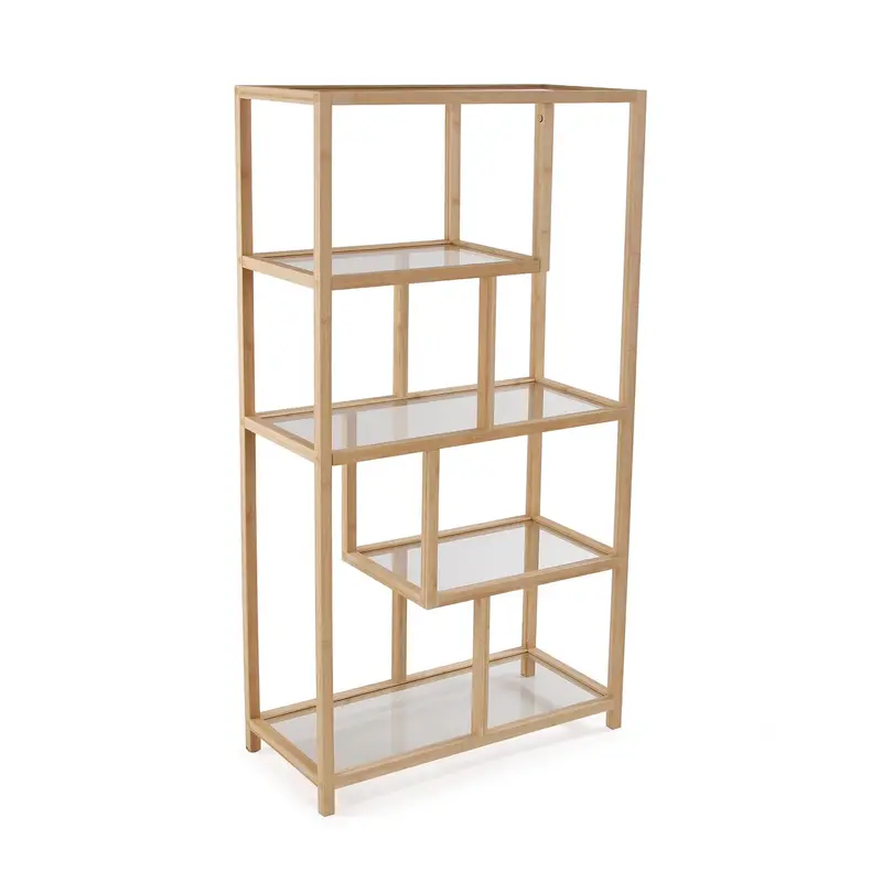 ESTANTERIA 5 BALDAS BAMBU Y CRISTAL