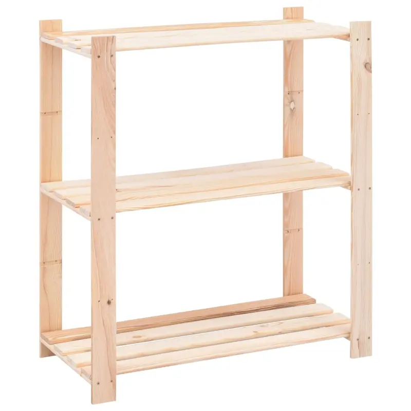 Estantería almacenaje 3 niveles madera pino maciza 150 kg