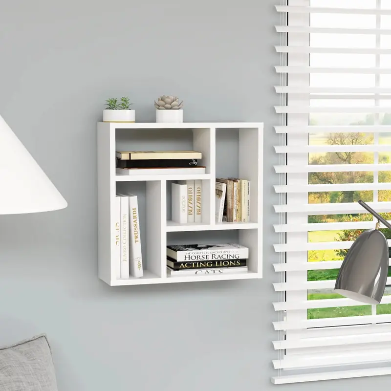 Estantería de pared madera contrachapada blanco 45,1x16x45,1 cm